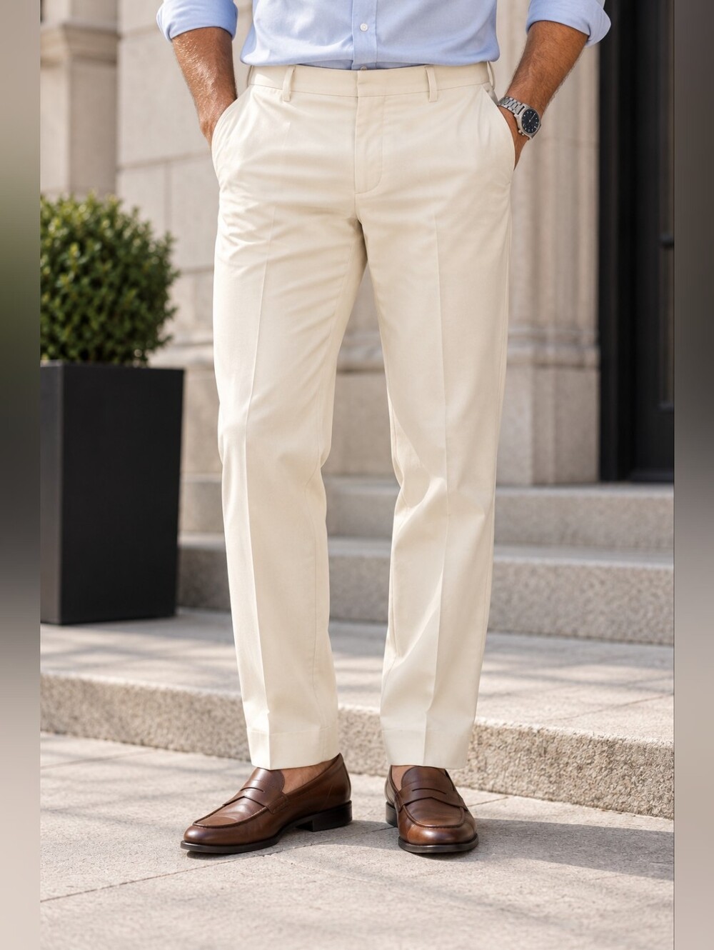 Nash Vintage Men’s Cream Dress Pants 38 Straight Leg